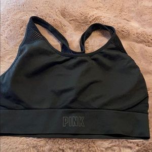 Pink (Victoria secret) black sports bra